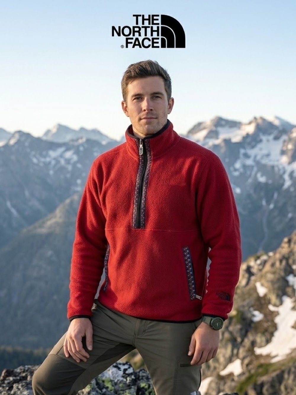 THE NORTH FACE "tyrolean tape" 90's Aztec Print half-zip fleece